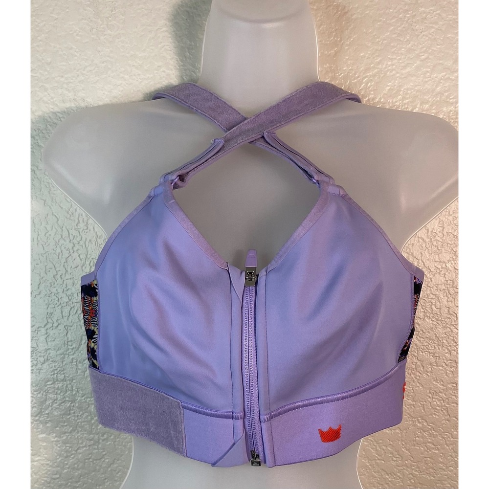 Shefit Womens Medium Sports Bra Purple Barbeline London Ultimate High Impact Zip